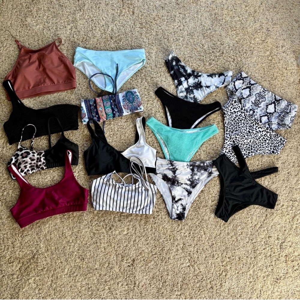 SHEIN swimsuit bathing suit Bikini Tops & Bottoms 15 piece lot bundle sz medium
